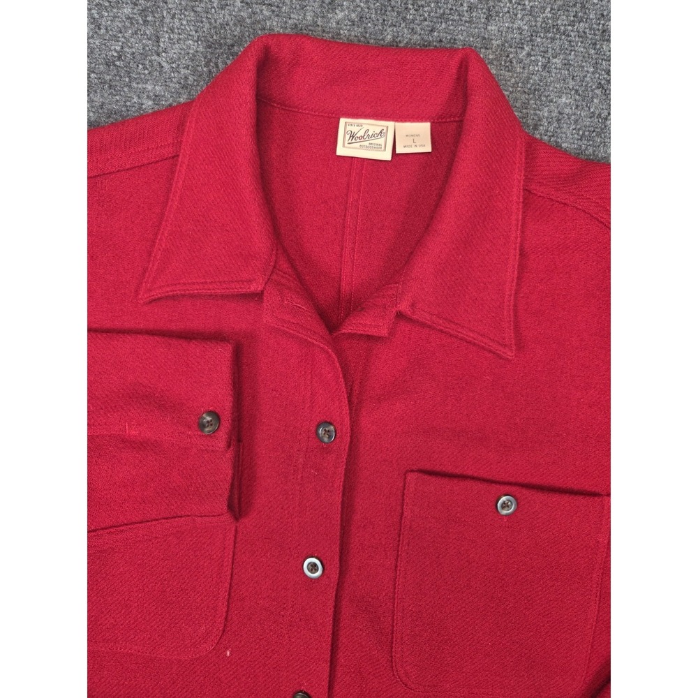 Woolrich Wool Overshirt Jacket Womens L Red USA‎